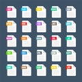 Common system file formats. Document types and extensions. Flat style icons collection. Document pictogram, web design Royalty Free Stock Photo