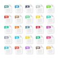 Common system file formats. Document types and extensions. Flat style icons collection. Document pictogram, web design Royalty Free Stock Photo