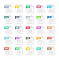 Common system file formats. Document types and extensions. Flat style icons collection. Document pictogram, web design Royalty Free Stock Photo