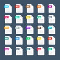Common system file formats. Document types and extensions. Flat style icons collection. Document pictogram, web design Royalty Free Stock Photo