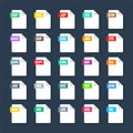 Common system file formats. Document types and extensions. Flat style icons collection. Document pictogram, web design Royalty Free Stock Photo