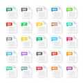 Common system file formats. Document types and extensions. Flat style icons collection. Document pictogram, web design Royalty Free Stock Photo