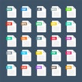 Common system file formats. Document types and extensions. Flat style icons collection. Document pictogram, web design Royalty Free Stock Photo