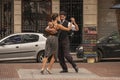 Tango, typical Argentine dance in the heart of the old neighborhood of the same name in the city of Buenos Aires, Argentina. Royalty Free Stock Photo