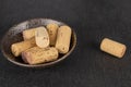 Common wine cork on grey stone