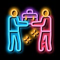 common work of two people neon glow icon illustration