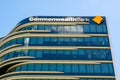 Commonwealth Bank of Australia, the image shows beautiful design glass windows of its office building at Darling harbour branch. Royalty Free Stock Photo