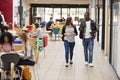 Communal Area Of Busy College Campus With Students