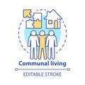 Communal living concept icon. Cohousing arrangement idea thin line illustration. Living in common place. Residential