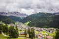 Commune SÃÂ«lva Wolkenstein or Selva di Val Gardena in the Val Gardena in South Tyrol, northern Italy - aerial view Royalty Free Stock Photo