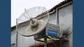 Communiation. Satellite dish with cable. generative ai Royalty Free Stock Photo