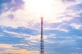 Antenna tower building with the blue sky and cloud