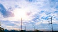 Antenna tower building with the blue sky and cloud Royalty Free Stock Photo