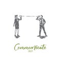 Communicate, talk, people, speech, conversation concept. Hand drawn isolated vector.