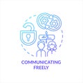 Communicating freely in workplace blue gradient concept icon