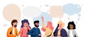 Communicating people group and social media speech bubble Royalty Free Stock Photo