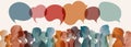 Communication across diverse cultures -dialogue represented by colored silhouette and speech bubbles Royalty Free Stock Photo