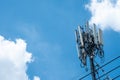 Communication antenna tower with blue sky, Telecoms technology