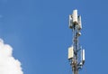 Communication antenna tower with blue sky,Telecoms technology. M