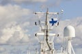 Communication antennas and finnish flag on a cruise vessel