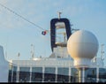 Communication antennas and other electronic equipment on the upper deck of the cruise liner MSC Meraviglia, October 7