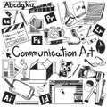 Communication art media university faculty major doodle sign