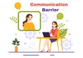 Communication Barrier Vector Illustration with Bad Communications, Disagreements and Problems to Misunderstanding Create Confusion