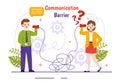 Communication Barrier Vector Illustration with Bad Communications, Disagreements and Problems to Misunderstanding Create Confusion