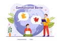 Communication Barrier Vector Illustration with Bad Communications, Disagreements and Problems to Misunderstanding Create Confusion