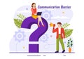 Communication Barrier Vector Illustration with Bad Communications, Disagreements and Problems to Misunderstanding Create Confusion