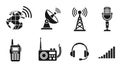 Communication and Broadcasting Technology Icons Set Royalty Free Stock Photo