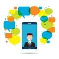 Communication and business with smart phone. Royalty Free Stock Photo