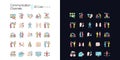 Communication channel light and dark theme RGB color icons set Royalty Free Stock Photo