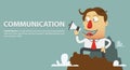 Communication concept. business man hold megaphone in his hand. cartoon character. Royalty Free Stock Photo