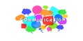 Communication concept with colorful dialogue speech bubbles on white background. Flat style vector Royalty Free Stock Photo