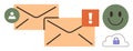 Communication Concept with Envelopes, Notification, Cloud Security, and Smile Icon Royalty Free Stock Photo