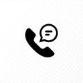 Communication concept. Vector flat outline icon illustration. Black and white isolated on transparent background. Old phone Royalty Free Stock Photo