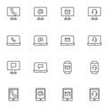 Communication contact line icons set Royalty Free Stock Photo