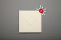 Communication correspondence email, red circle in corner. Exclamation, important envelope Royalty Free Stock Photo