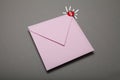 Communication correspondence email, red circle in corner. Exclamation, important envelope Royalty Free Stock Photo