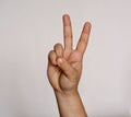 Letter V victory the sign language for deaf