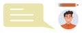 Chat Communication Concept with Speech Bubble, Pencil, and Smiling Person Icon Royalty Free Stock Photo