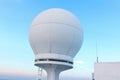 Communication equipment on a cruise ship under clear blue skies