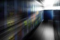 Communication equipment room with lighting in the data center with blur and motion Royalty Free Stock Photo