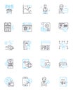 Communication and expression linear icons set. Dialogue, Verbal, Articulation, Utterance, Discourse, Voice, Vocalization