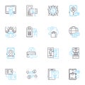 Communication and expression linear icons set. Dialogue, Verbal, Articulation, Utterance, Discourse, Voice, Vocalization
