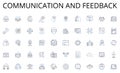 Communication and feedback line icons collection. Bitcoin, Ethereum, Blockchain, Altcoins, Wallet, Decentralization