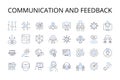 Communication and feedback line icons collection. Dialog, Discussion, Exchange, Correspondence, Interaction, Response