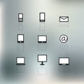 Communication flat icon on blur background. Royalty Free Stock Photo