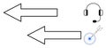 Communication Flow With Headset and Arrows Pointing Opposite Directions Towards a Target Royalty Free Stock Photo